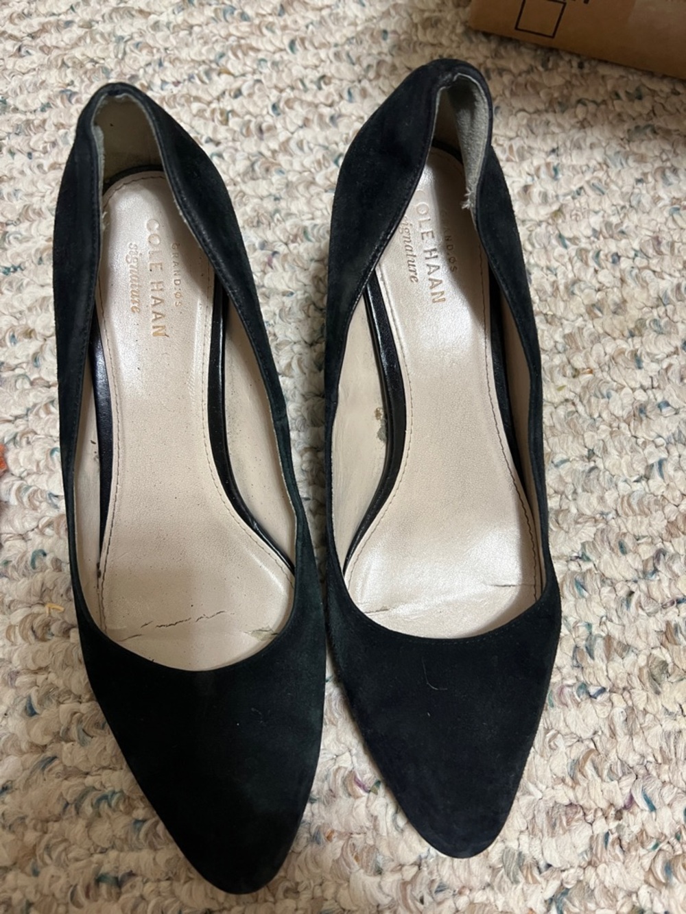 Cole Haan Black Suede Pointed Toe Heels